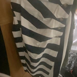 Pencil skirt with elastic waist in back, navy stripes, Eva Mendez Sz 8